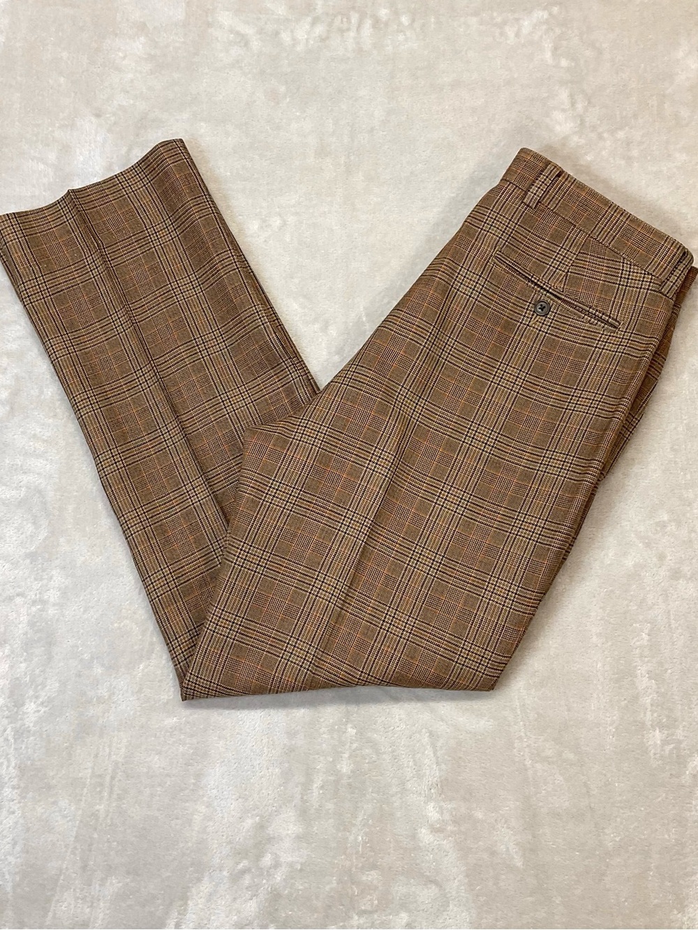 Vtg J. Crew Men’s 34 Brown Glen Plaid Wool Trouser Pants - Picture 5 of 7